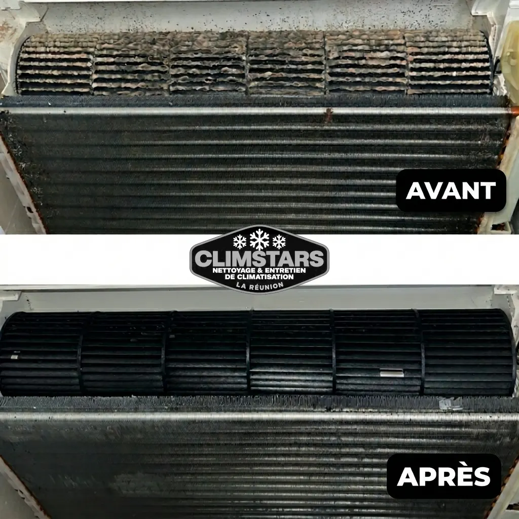 Turbine de climatisation avant et après nettoyage